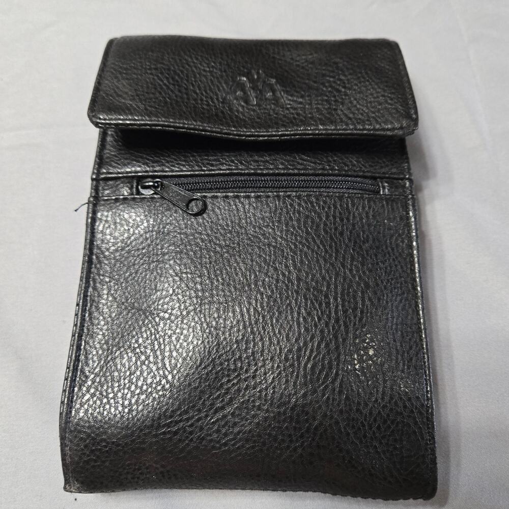 Vintage American Airlines Black Faux Leather Travel Kit Crossbody Pouch Bag